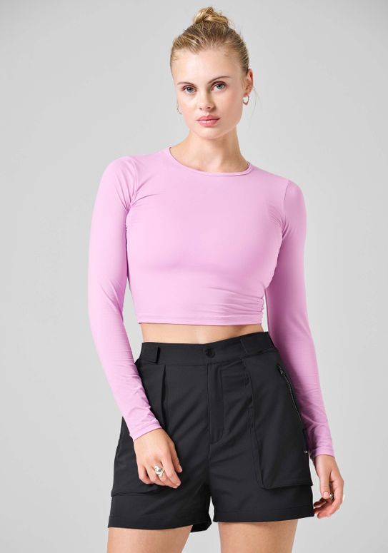 Футболка Casall CROP LONG SLEEVE ORCHID PINK,34 - 1