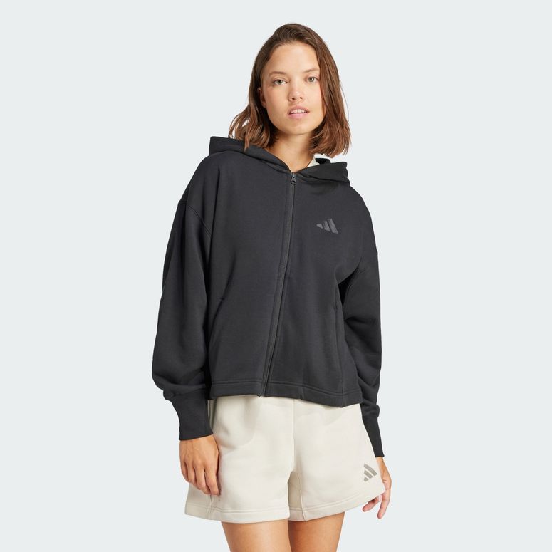 Джемпер Adidas ALL SZN French Terry Loose Full-Zip Hoodie BLACK женский - 1