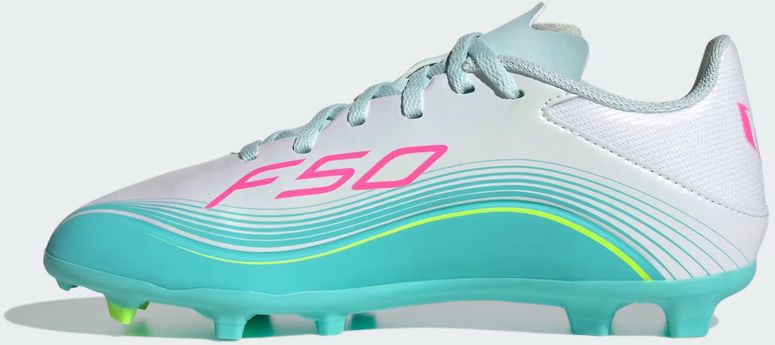 Бутсы Adidas F50 MESSI LEAGUE FG/MG J FTWWHT/LUCPNK/FLAAQU детские - 2