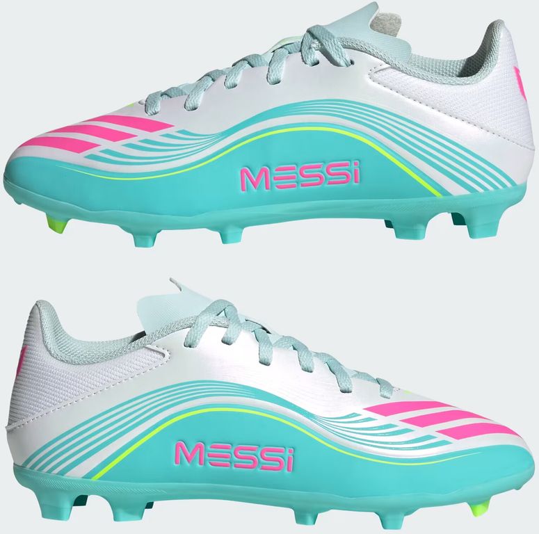 Бутсы Adidas F50 MESSI LEAGUE FG/MG J FTWWHT/LUCPNK/FLAAQU детские - 5