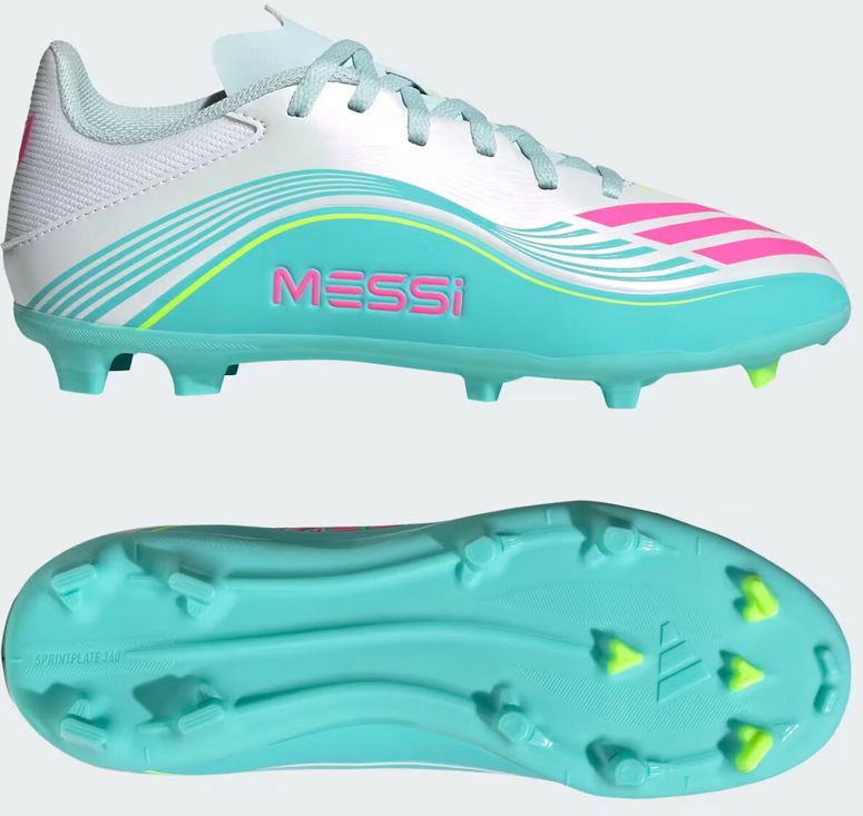 Бутсы Adidas F50 MESSI LEAGUE FG/MG J FTWWHT/LUCPNK/FLAAQU детские - 6