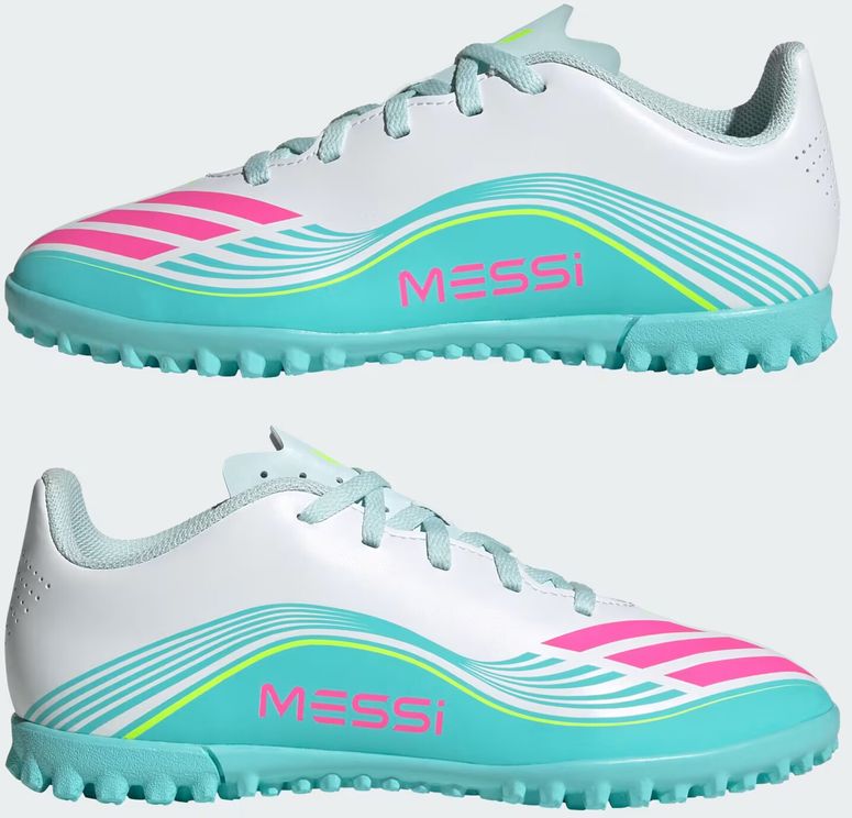 Бутсы Adidas F50 MESSI CLUB TF J FTWWHT/LUCPNK/FLAAQU детские - 5