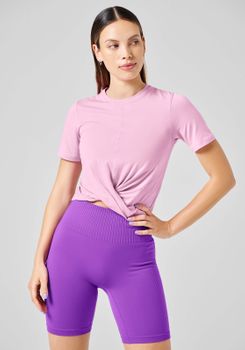 Футболка Casall DELIGHT SHORT WRAP TEE ORCHID PINK,34 - фото