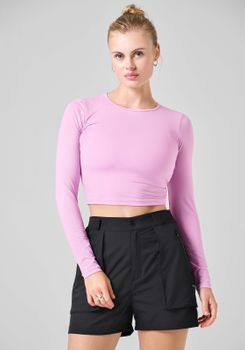 Футболка Casall CROP LONG SLEEVE ORCHID PINK,34 - фото