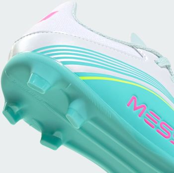 Бутсы Adidas F50 MESSI LEAGUE FG/MG J FTWWHT/LUCPNK/FLAAQU детские - 10