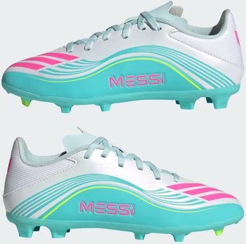 Бутсы Adidas F50 MESSI LEAGUE FG/MG J FTWWHT/LUCPNK/FLAAQU детские - 5